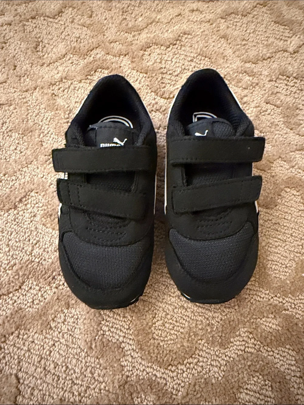 Puma Kids Black and White Velcro Athletic Sneakers